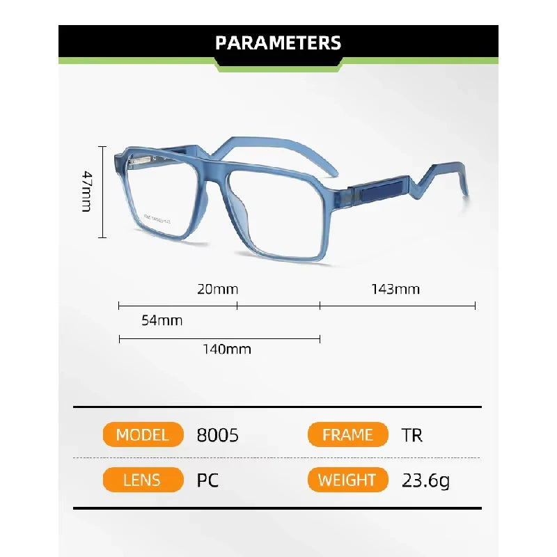 Muzz 80050 men's rectangle TR-90 prescription eyeglasses — view 2