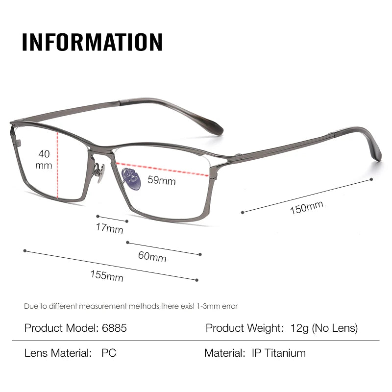 Muzz 6885 men's big pure titanium prescription eyeglasses — view 2