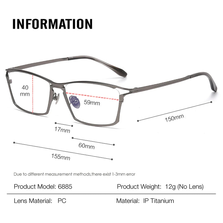 Muzz 6885 men's big pure titanium prescription eyeglasses — view 2