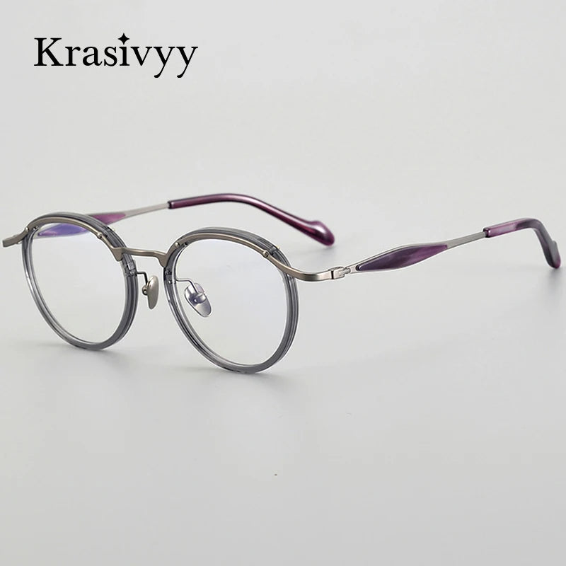 Krasivyy Unisex Full Rim Oval Round Titanium Acetate Eyeglasses 46062