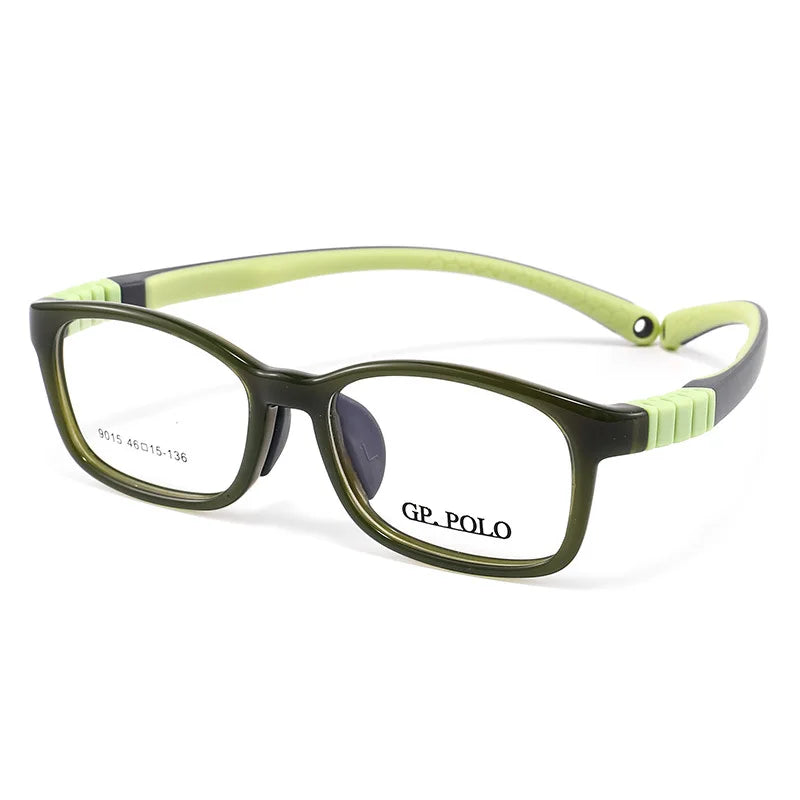 Yimaruili Unisex Youth's Full Rim Square Tr 90 Silicone Eyeglasses Y9015 Full Rim Yimaruili Eyeglasses Avocado Green  