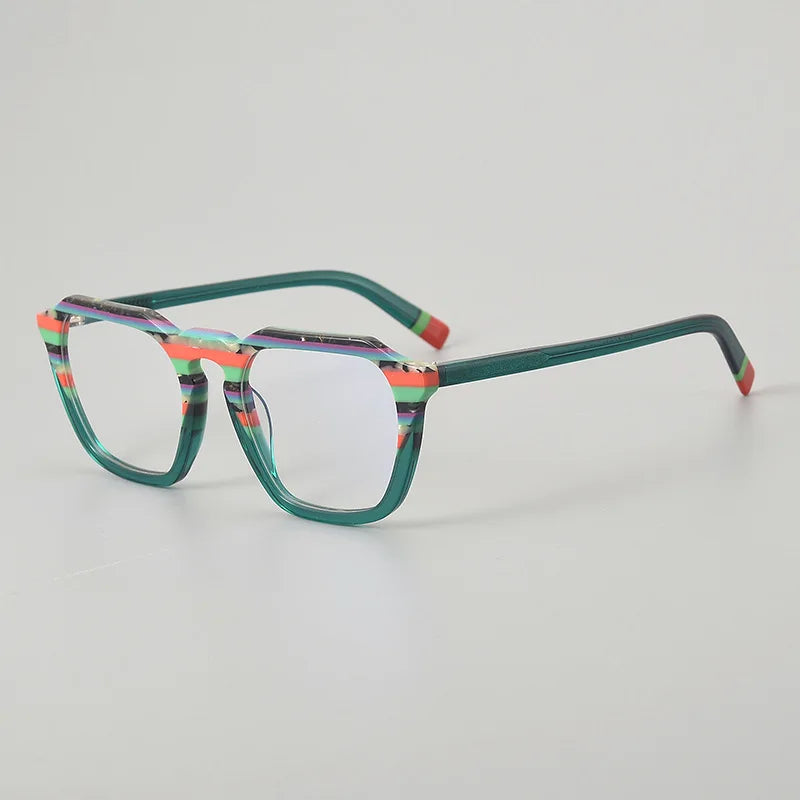 Hewei Women's Full Rim Flat Top Polygon Acetate Eyeglasses 945243