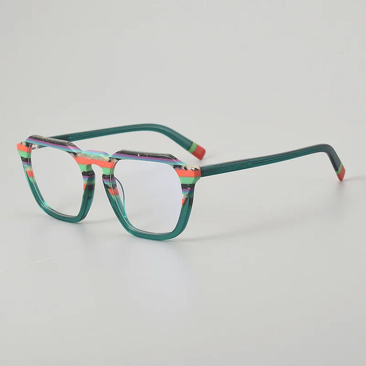 Hewei Women's Full Rim Flat Top Polygon Acetate Eyeglasses 945243