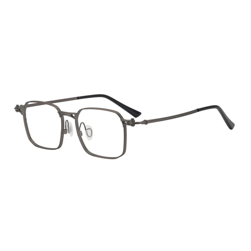 Black Mask Unisex Full Rim Big Square Titanium Eyeglasses 45892 Full Rim Black Mask Gun Gray