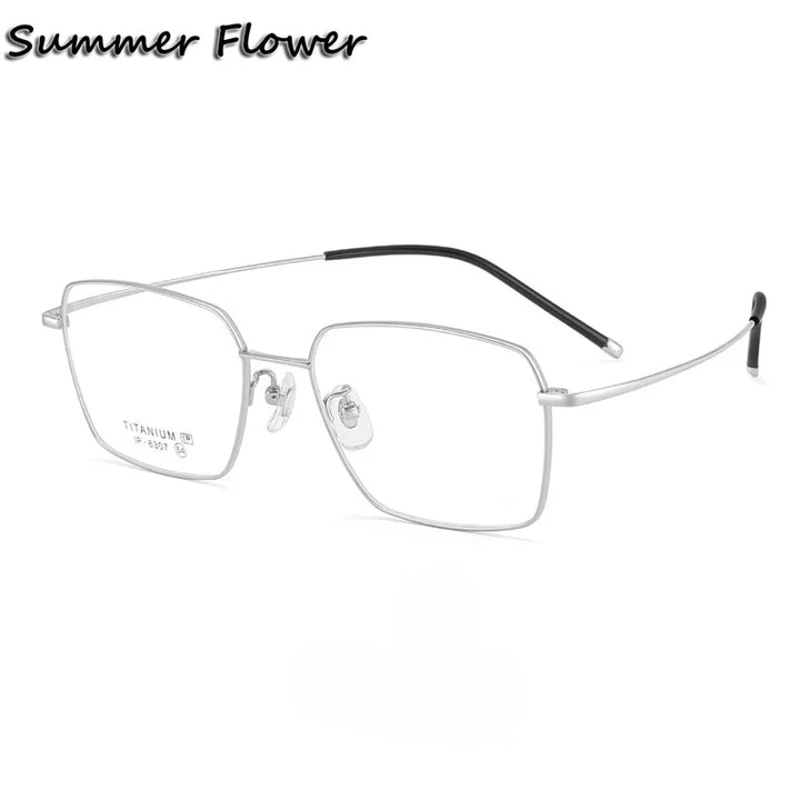 Summer Flower Men's Full Rim Polygon Square Titanium Eyeglasses 616307