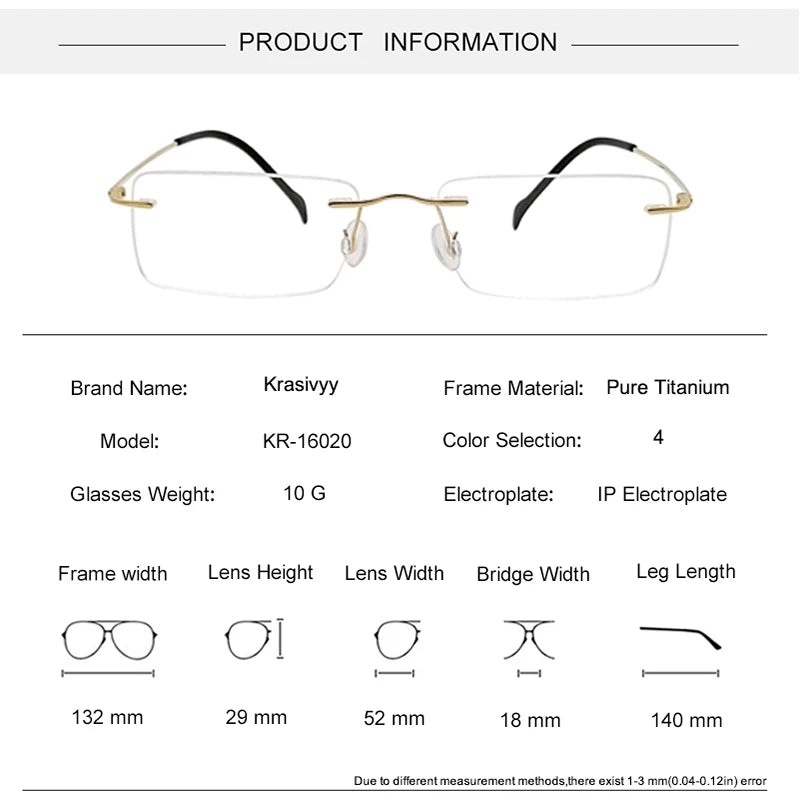 Krasivyy Unisex Rimless Square Titanium Prescription Eyeglasses KR16020 - view 5