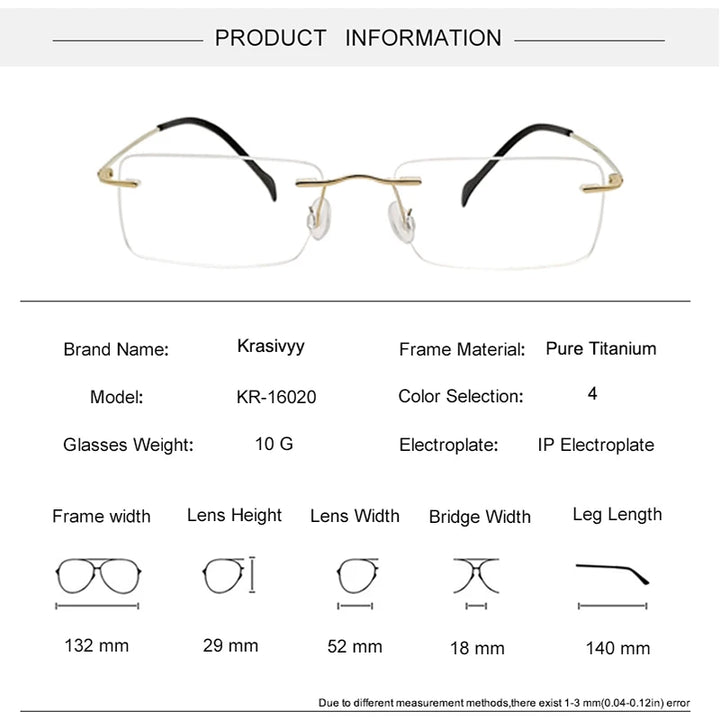 Krasivyy Unisex Rimless Square Titanium Prescription Eyeglasses KR16020 - view 5