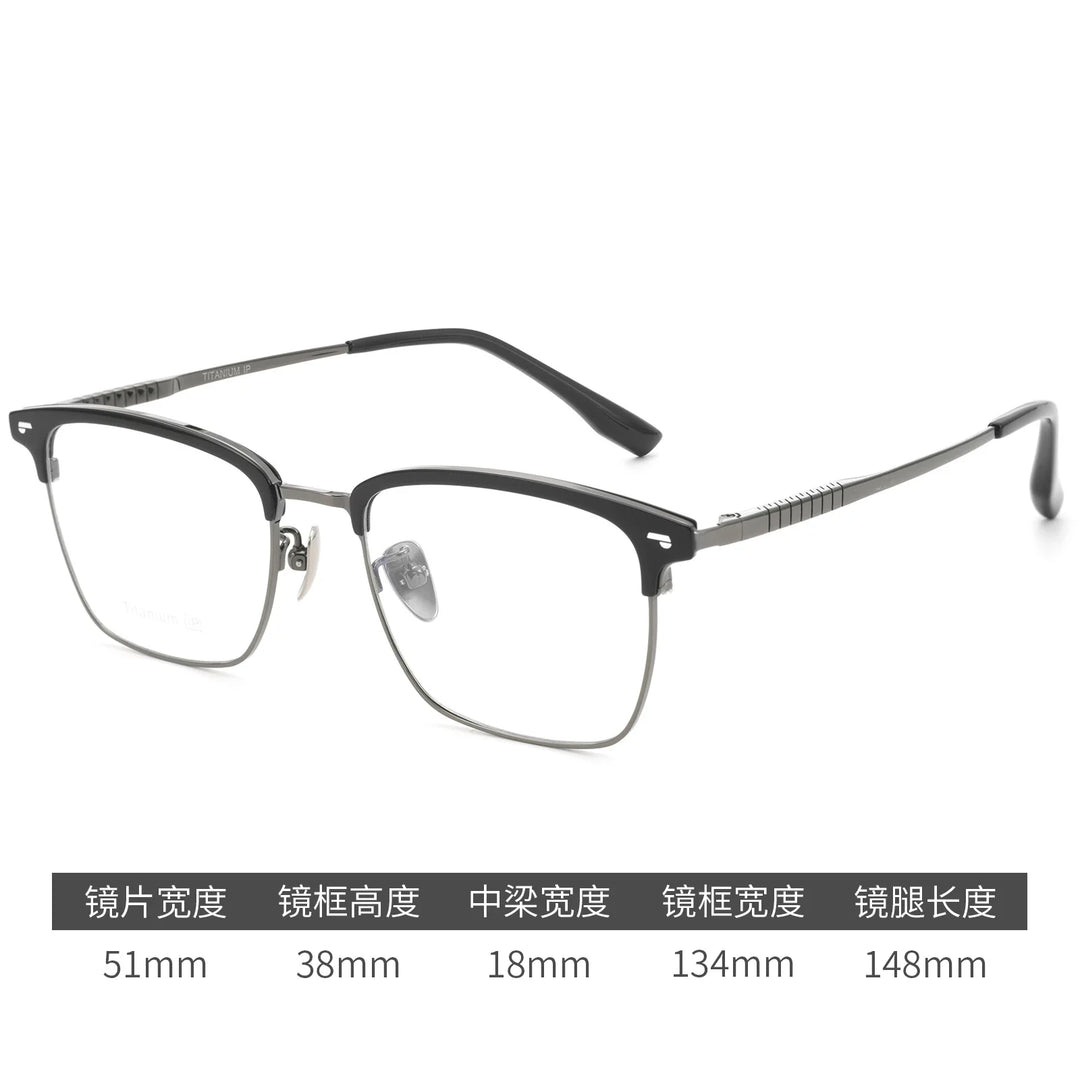 Bclear Unisex Semi Rim Browline Titanium Eyeglasses BSF-18206T