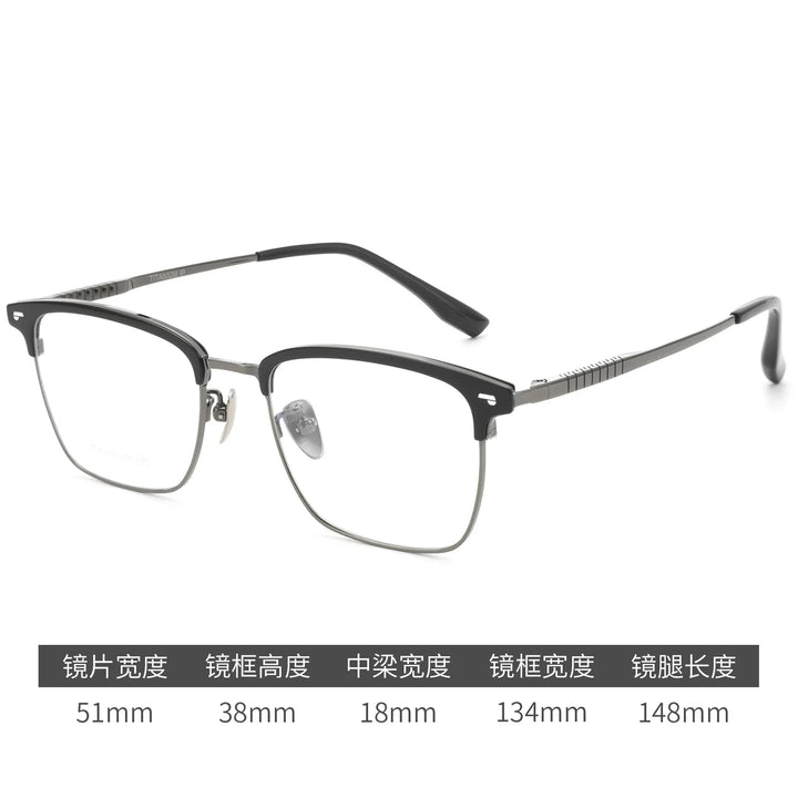 Bclear Unisex Semi Rim Browline Titanium Eyeglasses BSF-18206T