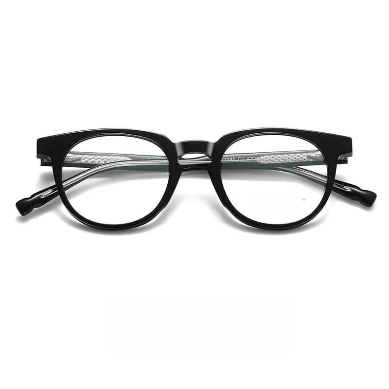 Yimaruili Women's Full Rim Round Acetate Alloy Eyeglasses 622245