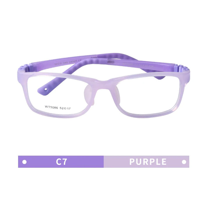 Secg Unisex Youth's Full Rim Square Tr 90 Silicone Eyeglasses 5086 Full Rim Secg C7 PURPLR  