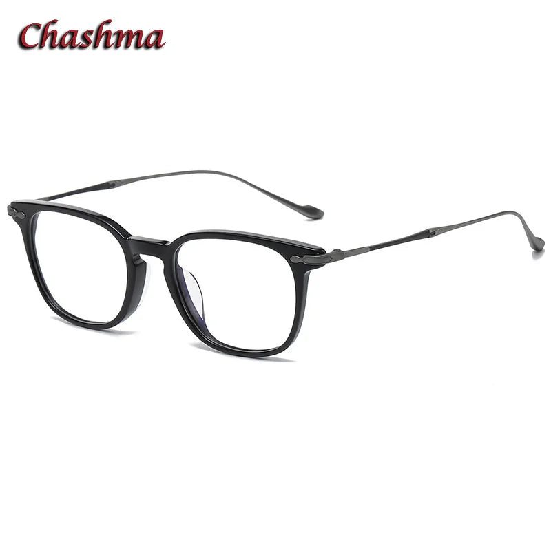 Chashma Ottica Unisex Full Rim Square Acetate Titanium Eyeglasses 695888