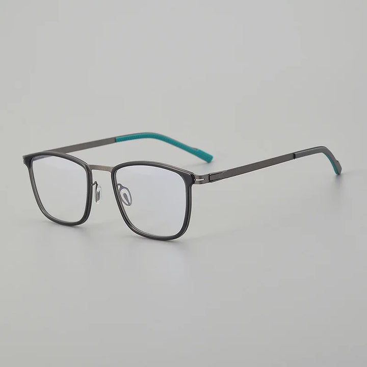 Black Mask Unisex Full Rim Square Alloy Acetate Eyeglasses 9601 Full Rim Black Mask Gray-Gray  