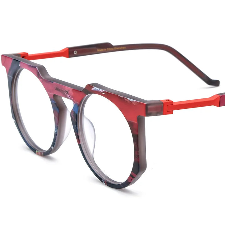 Nobler Unisex Full Rim Flat Top Round Titanium Eyeglasses 19399