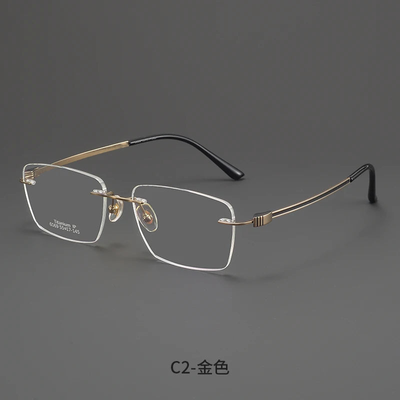 Bclear Men Rimless Square Titanium Eyeglasses MY-6069