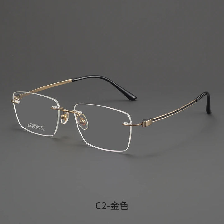 Bclear Men Rimless Square Titanium Eyeglasses MY-6069