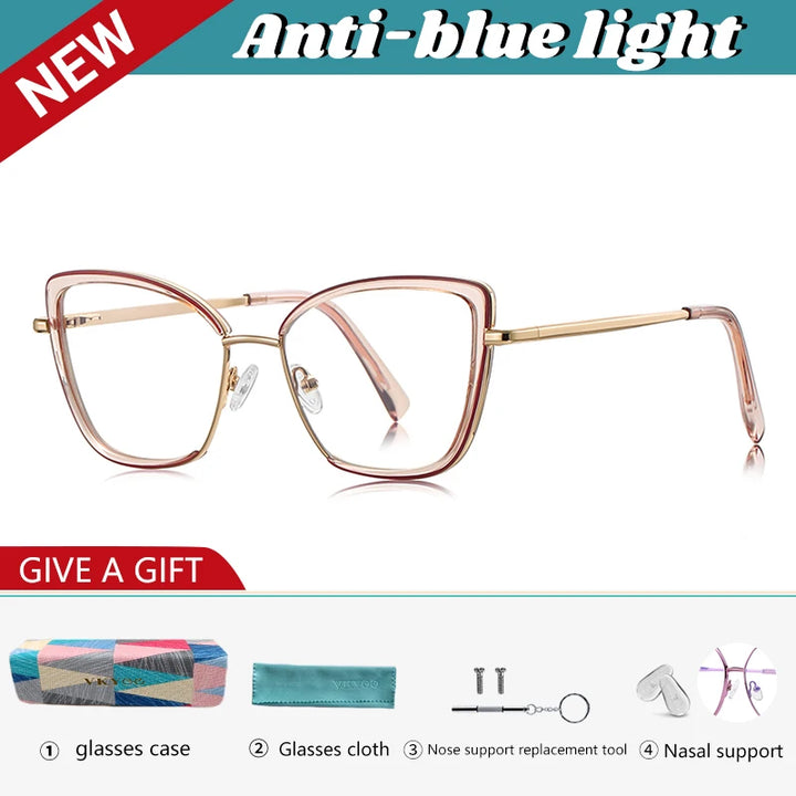 Vicky Women's Full Rim Butterfly Alloy Tr 90 Reading Glasses 31524