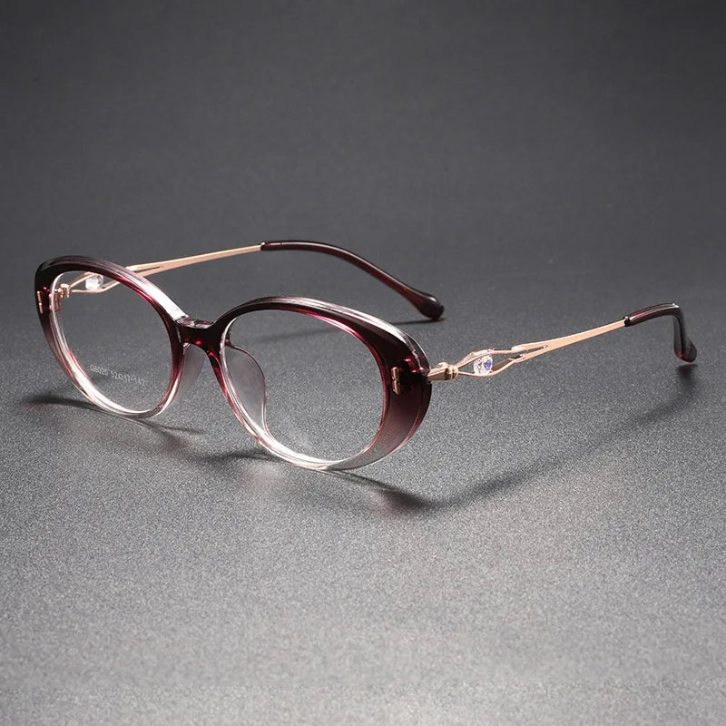 Momoja Women's Full Rim Oval Tr 90 Alloy Spring Hinge Eyeglasses 726020
