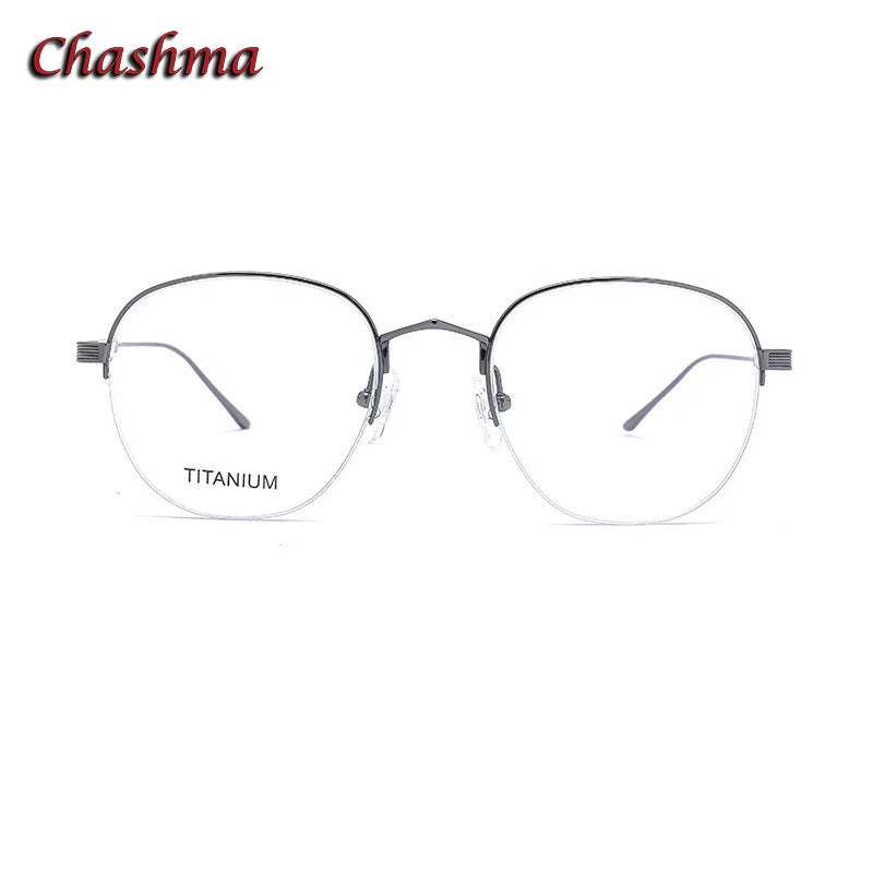 Chashma Ochki Unisex Semi Rim Small Square Titanium Eyeglasses 0164 Semi Rim Chashma Ochki   