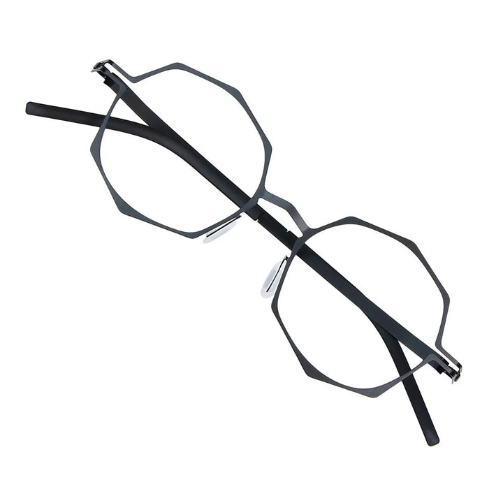 Bobbie Unisex Full Rim Polygon Round Screwless Alloy Eyeglasses 432046