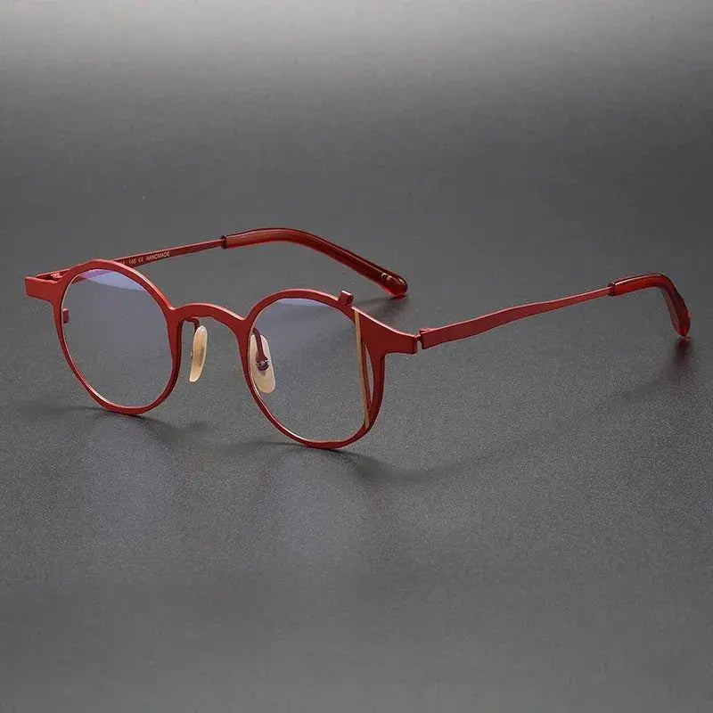 Aror Unisex Full Rim Irregular Round Titanium Eyeglasses 49476.