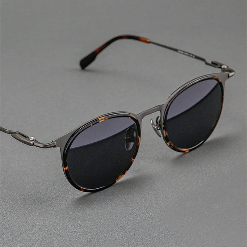 Blackmask Unisex Full Rim Round Titanium Polarized Sunglasses BM-0056S