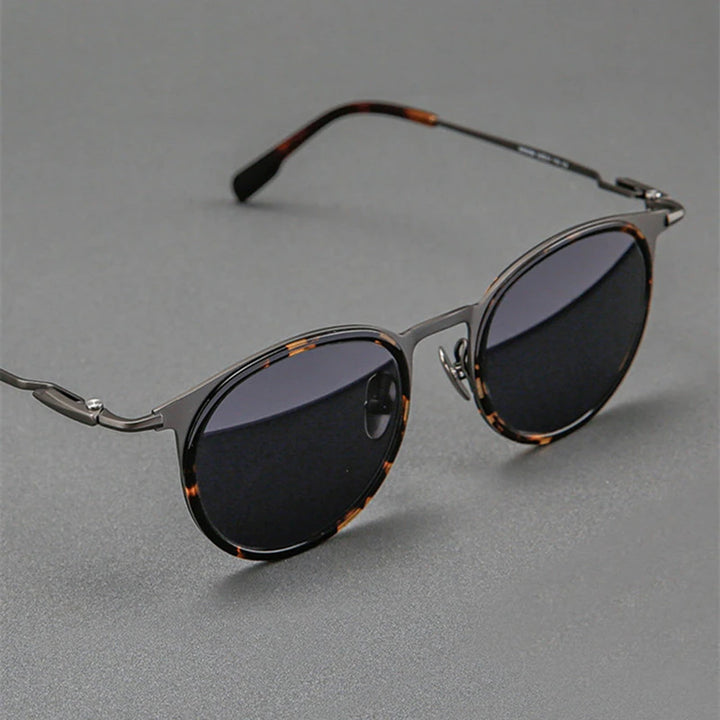Blackmask Unisex Full Rim Round Titanium Polarized Sunglasses BM-0056S