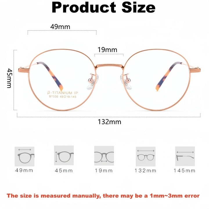 Yimaruili Women's Full Rim Small Oval Round Titanium Eyeglasses 360381