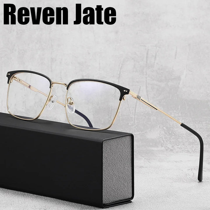 Reven Jate Unisex Full Rim Square Tr 90 Alloy Eyeglasses 391758