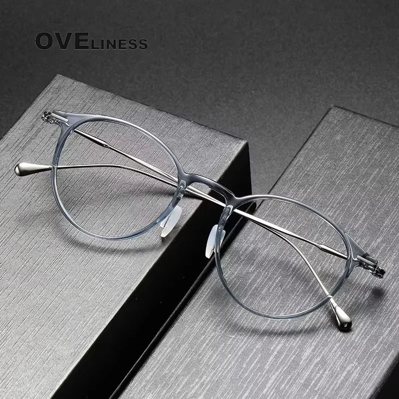 Oveliness Unisex Full Rim Oval Round Tr 90 Titanium Eyeglasses 38643 Full Rim Oveliness