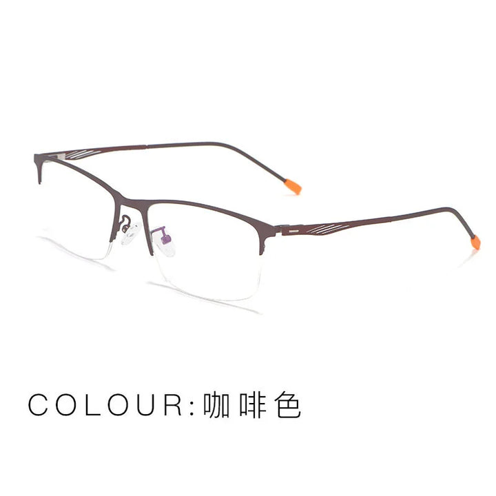 Brightzone Unisex Semi Rim Square Alloy Eyeglasses 71462 Semi Rim Brightzone Brown