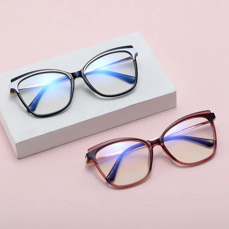 Handoer Women's Full Rim Square Cat Eye Try 90 Alloy Eyeglasses 95827