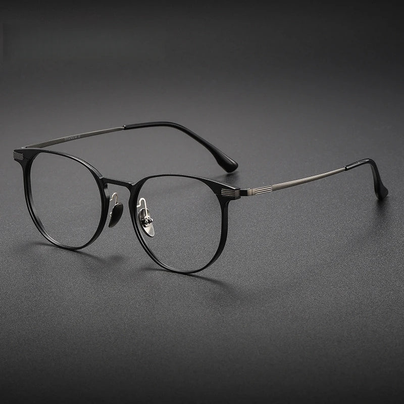 Yimaruili Unisex Full Rim Round Al Mg Titanium Alloy Eyeglasses 20250