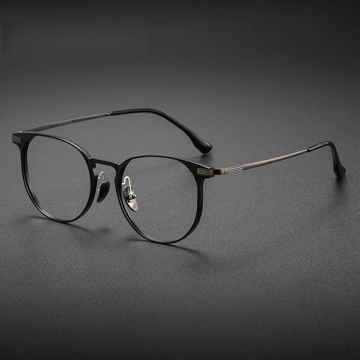 Yimaruili Unisex Full Rim Round Al Mg Titanium Alloy Eyeglasses 20250