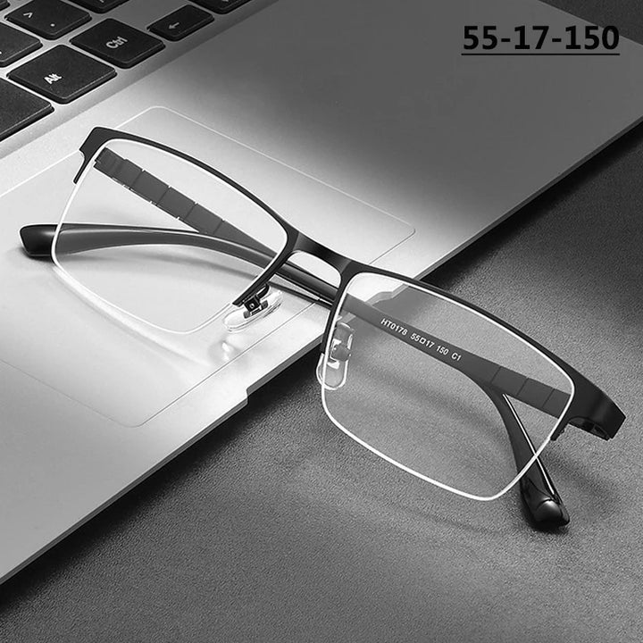 Bobbie Unisex Semi Rim Square Titanium Eyeglasses HT0178