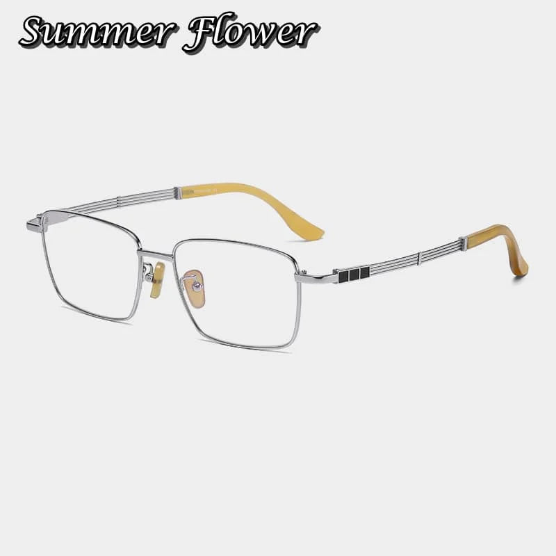 Summer Flower Men's Full Rim Big Square Titanium Eyeglasses 612150