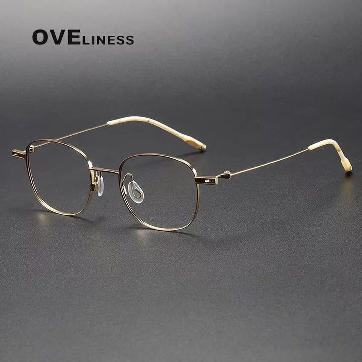 Oveliness Women's Full Rim Square Titanium Eyeglasses 40223 Full Rim Oveliness brown gold  