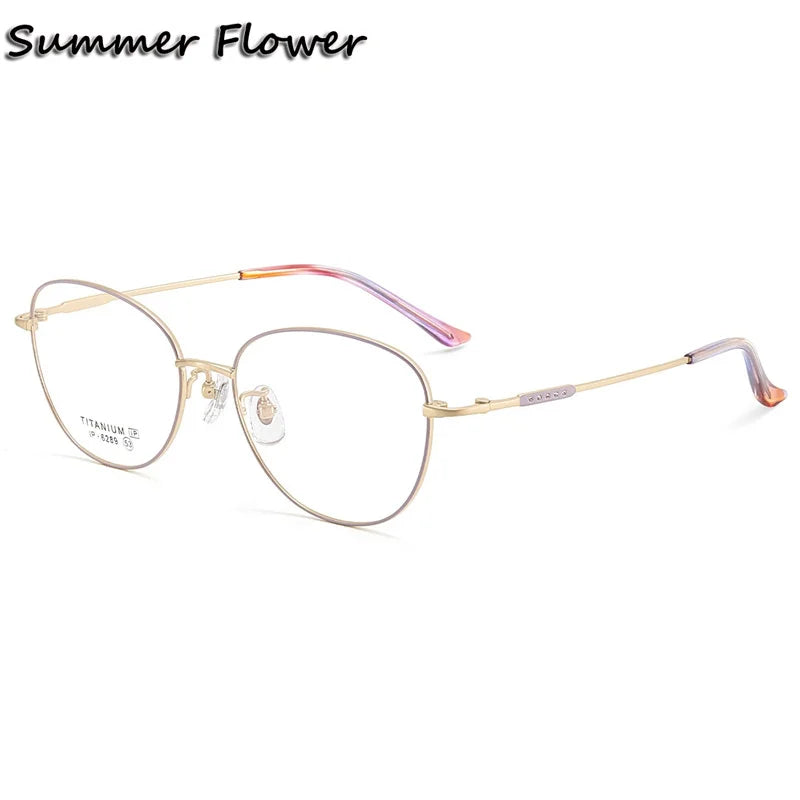 Summer Flower Unisex Full Rim Oval Square Titanium Eyeglasses 616289