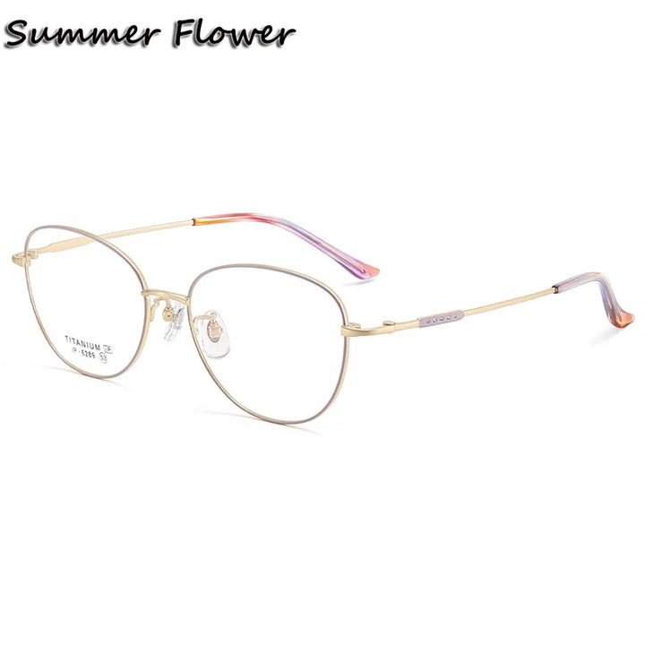 Summer Flower Unisex Full Rim Oval Square Titanium Eyeglasses 616289