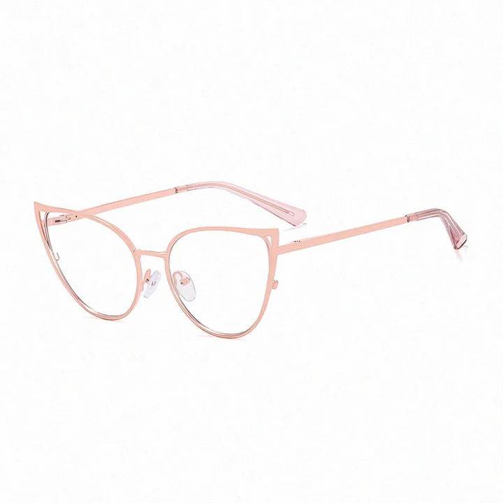 Ralferty Women's Full Rim Oval Cat Eye Alloy Eyeglasses R81166 Full Rim Ralferty C1 RoseGold CHINA 