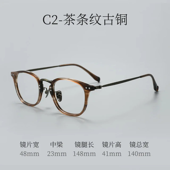 Bclear Unisex Full Rim Square Round Acetate Titanium Eyeglasses 366513