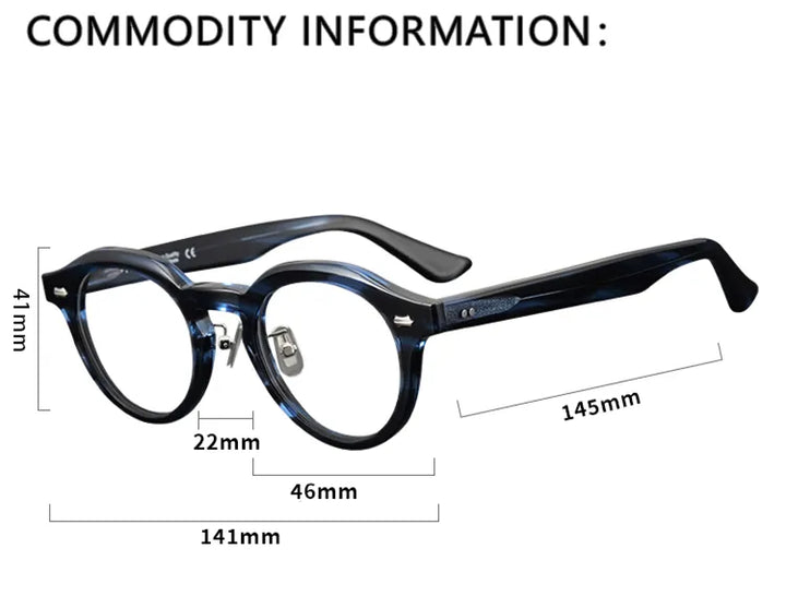 Black Mask Unisex Full Rim Round Acetate Eyeglasses Nn016 Full Rim Black Mask   