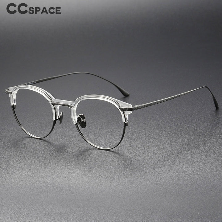 CCspace Unisex Full Rim Round Square Titanium Acetate Eyeglasses 55928 Full Rim CCspace   