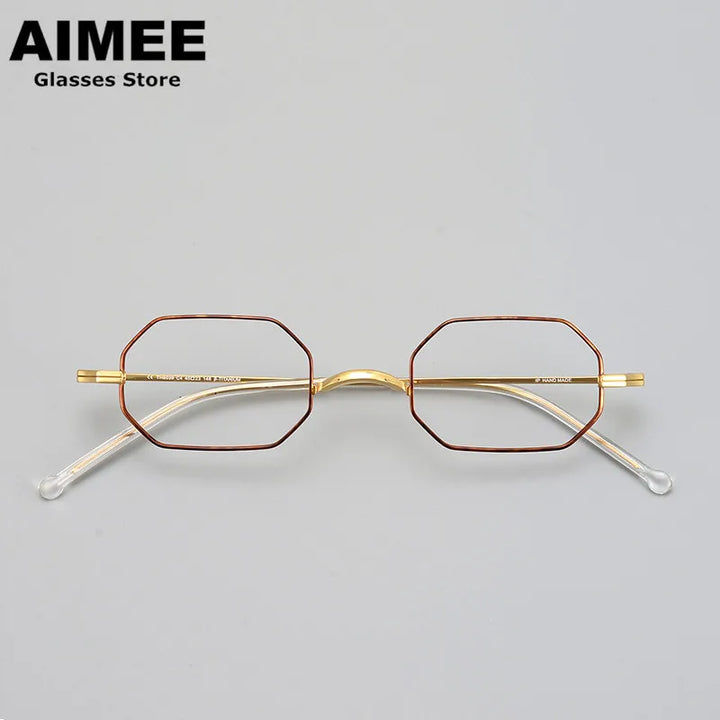 Aimee Unisex Full Rim Small Square Polygon Titanium Eyeglasses 88039 Full Rim Aimee   