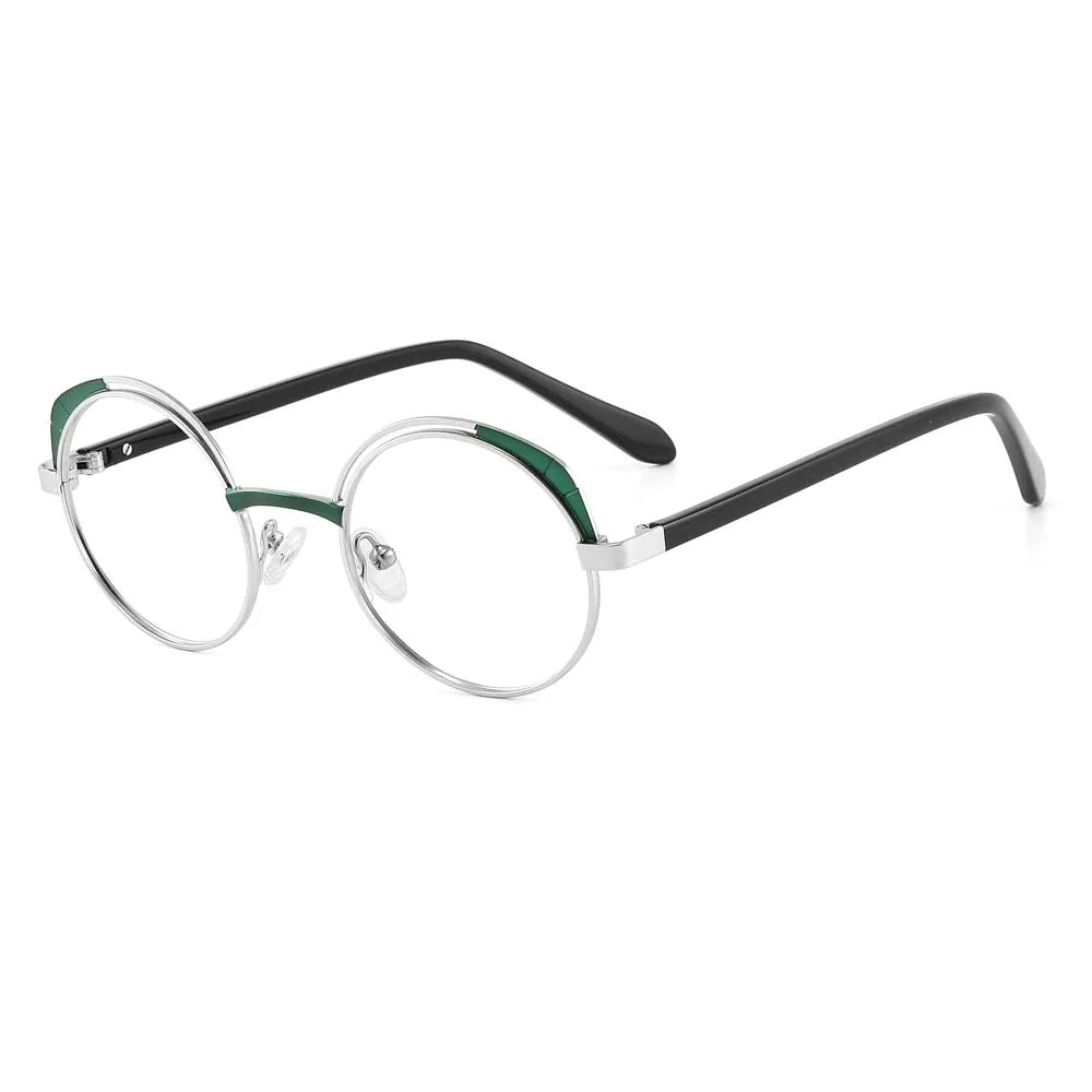 Laoyehui Women's Full Rim Round Alloy Reading Glasses G8950 Reading Glasses Laoyehui green 0(NO BLUE LIGHT) 