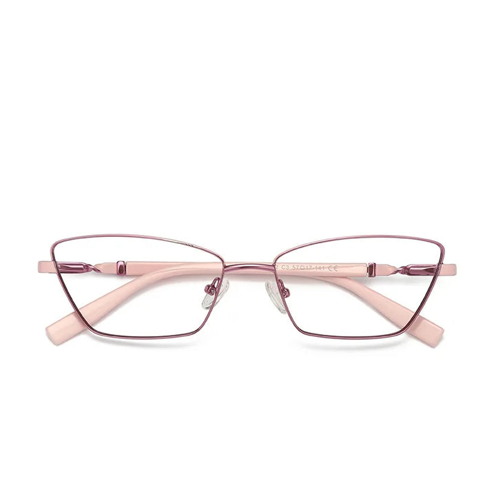 Yimaruili Women's Full Rim Square Cat Eye Alloy Eyeglasses  Y3012 Full Rim Yimaruili Eyeglasses Purple Pink C3  