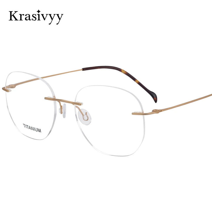 Krasivyy Women's Rimless Polygon Oval Titanium Eyeglasses 315010