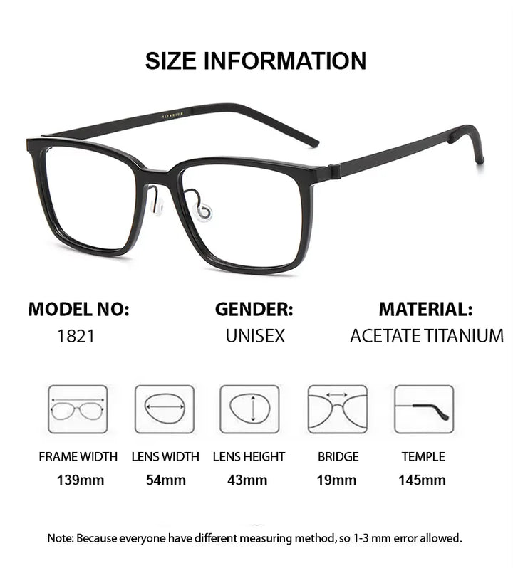 Summer Flower Women's Full Rim Square Acetate Titanium Eyeglasses 18217