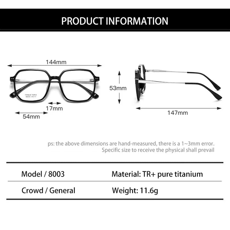 Vicky Men's Full Rim Square Tr 90 Titanium Reading Glasses 638003
