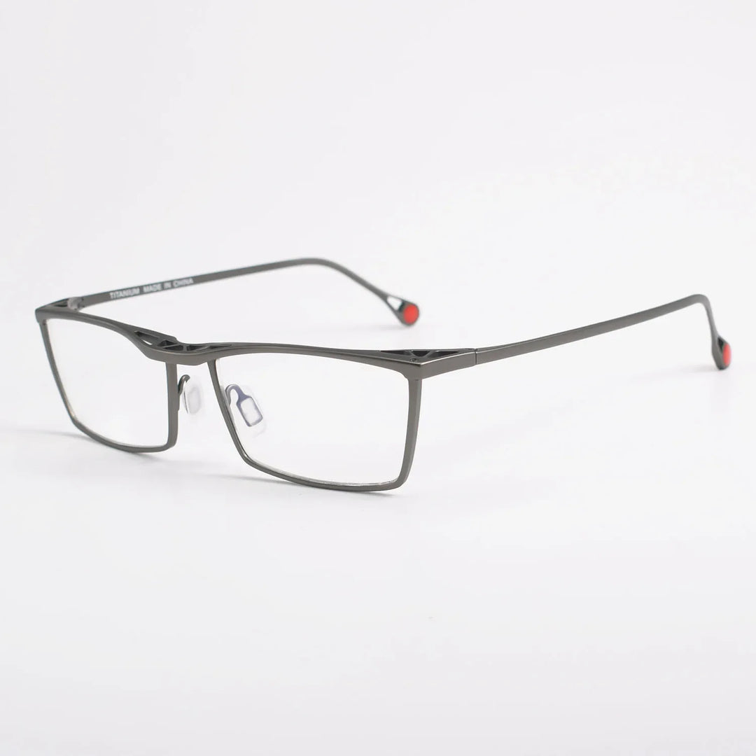 Aror Unisex Full Rim Square Brow Line Titanium Eyeglasses 18212 Full Rim Aror GRAY